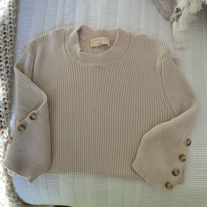 Sezane Beige Sweater with Button Details